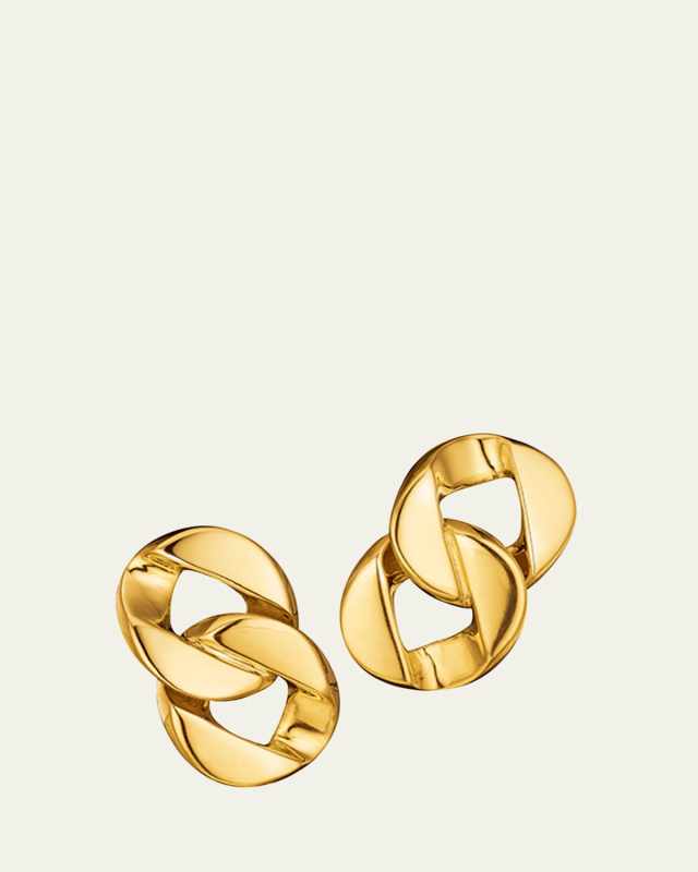 18K Yellow Gold Double Curblink Clip-On Earrings